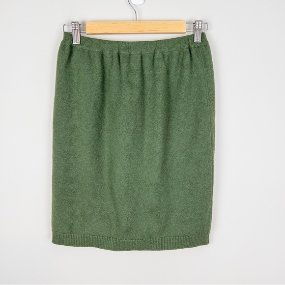 Ballantyne Womens Size Medium Olive Green Cashmere Knit Pencil Skirt - Picture 5 of 8